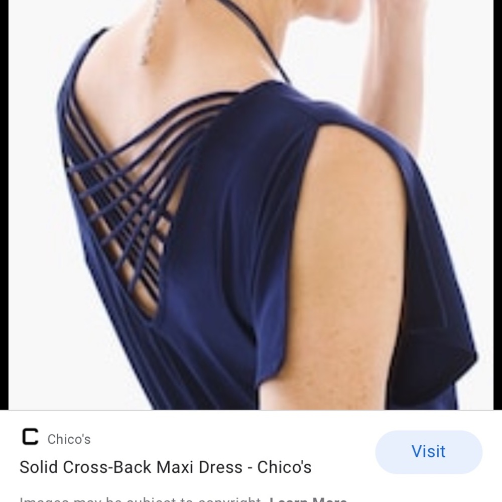 Chico’s Solid across Back Maxi Dress Navy NWT